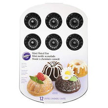 Load image into Gallery viewer, Wilton Non-Stick Mini Fluted Tube Pan, 12-Cavity, Steel, Multi-Cavity Mini Cake Pan, Black
