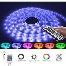 Load image into Gallery viewer, PHOPOLLO LED Strip Lights, 16.4FT Waterproof 5050 150LEDs RGB Flexible LED Lights for Bedroom with 44-Key IR Remote Controller and 12V Power Supply, Ideal for House and Holiday Decoration
