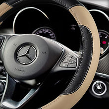 Load image into Gallery viewer, Leather Car Steering Wheel Cover, Non-Slip Car Wheel Cover Protector Breathable Microfiber Leather Universal Fit for Most Cars(Beige)
