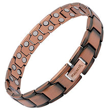 Load image into Gallery viewer, MagnetRX® Pure Copper Magnetic Therapy Bracelet - Arthritis Pain Relief &amp; Carpal Tunnel Magnetic Copper Bracelets for Men - Adjustable Length with Sizing Tool (Leo Style)

