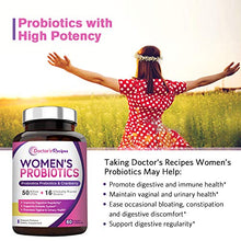 Load image into Gallery viewer, Doctor's Recipes Women’s Probiotic, 60 Caps 50 Billion CFU 16 Strains, with Organic Prebiotics Cranberry, Digestive Immune Vaginal &amp; Urinary Health, Shelf Stable, Delayed Release, No Soy Gluten Dairy
