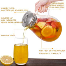 Load image into Gallery viewer, Hiware 64 Ounces Glass Pitcher with Lid / Water Pitcher with Handle - Good Beverage Carafe Pitcher for Juice, Milk, Beverage, Hot/Cold Water &amp; Iced Tea, Cleaning Brush Included
