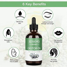 Load image into Gallery viewer, Organic Castor Oil, Castor Oil for Hair Growth Eyelashes Eyebrows, 100% Pure Cold Pressed Castor Oil for Eyelashes,Hair Growth,Beard,Body,Face, Skin Care,Healthy Nail,FREE Mascara Brush &amp; Tube (4oz)
