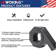 Load image into Gallery viewer, Horizontal Bar Clamp Mounting Kit - 4WDKING 2PCS 1"/ 1.5"/ 1.75"/ 2" LED Light Bar LED Pods Fog Driving Lights Brackets for Bull Bar Tube Roof Roll Cage Holder Headache Rack Mount.
