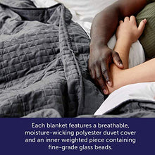 Load image into Gallery viewer, Gravity Cooling Blanket: The Weighted Blanket for Sleep | Premium Weighted Blanket with Removable Cover | Generation 2 with Button/Ties Fastening System | Grey, 15lbs, 48"x72"
