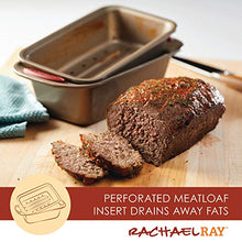 Load image into Gallery viewer, Rachael Ray 52410 Cucina Nonstick Bakeware Set with Baking Pans, Baking Sheets, Cookie Sheets, Cake Pan, Muffin Pan and Bread Pan - 10 Piece, Latte Brown with Cranberry Red Grip
