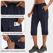 Load image into Gallery viewer, SANTINY Women's Hiking Cargo Pants Lightweight Quick Dry Outdoor Capris for Women Camping Athletic UPF 50 Zipper Pockets(02-Navy_L)
