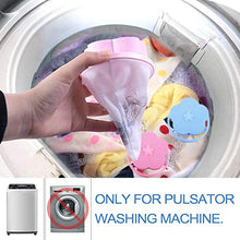 Load image into Gallery viewer, LAO XUE Household Reusable Plum Washing Machine Floating Lint Mesh Filter Bag,4 Pcs Portable Washing Machine Hair Filter Net Pouch(2Blue &amp; 2Pink)
