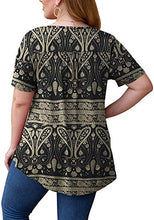 Load image into Gallery viewer, Uusollecy Women Boho Plus Size Short Sleeves Shirts, Crew Neck Casual Soft Blouse, Loose Shirt Tunic Tops for Women Teen Girl Sky Blue Medium
