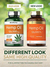 Load image into Gallery viewer, Hemp Oil Capsules | 126,000 mg | 180 Softgels | Non-GMO, Gluten Free | by Carlyle
