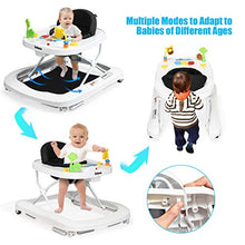 Load image into Gallery viewer, INFANS Foldable Baby Walker, 3 in 1 Toddler Walker Bouncer, Learning-Seated, Walk-Behind, Music, Adjustable Height, High Back Padded Seat, Detachable Trampoline Mat, Activity Walker with Toys, Black
