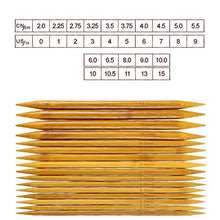 Load image into Gallery viewer, RELIAN Double Pointed Knitting Needles, 75 Pcs Bamboo Knitting Needles Set, 15 Sizes from 2.0mm-10.0mm(8 Inches Length)+ 4Pcs Knitting Needles Point Protectors
