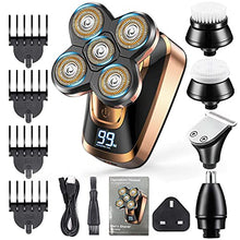 Load image into Gallery viewer, Head Shavers for Bald Men, CHLANT Bald Head Shavers for Men Cordless Rechargeable,Electric Shavers Wet&amp;Dry Waterproof 5 in 1 Rotary Shaver Electric Razor Grooming Kits with Hair Clippers Beard Trimmer
