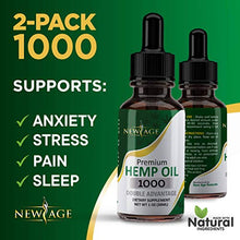Load image into Gallery viewer, Hemp Oil Extract - 2 Pack - New Age 1000 - Grown &amp; Made in USA - Natural Hemp Drops - Helps with Sleep, Skin &amp; Hair (Mint 1000mg)
