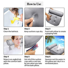 Load image into Gallery viewer, ESSORT Bathtub Pillow, Large Spa 3D Air Mesh Bath Pillow, Luxury Comfortable Soft Bath Cushion Headrest, for Head Neck Shoulder Support Backrest, Fits Any Size of Tubs, Jacuzzi (Gray)
