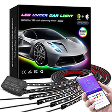 Load image into Gallery viewer, KORJO Car Underglow Lights, 6 Pcs Bluetooth Led Strip Lights with Dream Color Chasing, APP Control 12V 300 LEDs Underbody Lights, Waterproof Underglow Led Light Kit for Cars, Trucks, Boats
