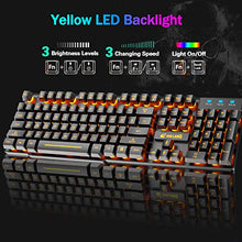Load image into Gallery viewer, Wireless Gaming Keyboard and Mouse Combo with Yellow LED Backlit Rechargeable 4000mAh Battery Mechanical Ergonomic Feel Waterproof Dustproof 7 Color Backlit Mute Mice for Computer Mac Gamer

