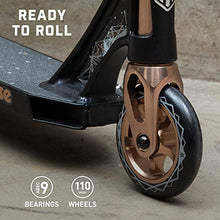 Load image into Gallery viewer, Mongoose Rise 110 Expert Youth and Adult Freestyle Kick Scooter, High Impact 110mm Wheels, Bike-Style Grips, Lightweight Alloy Deck, Black/Tan
