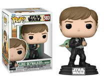 Load image into Gallery viewer, POP Star Wars: Book of Boba Fett - Luke Skywalker &amp; Grogu Training Funko Vinyl Figure (Bundled with Compatible Box Protector Case), Multicolor, 3.75
