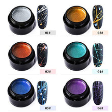 Load image into Gallery viewer, 6 Colors Spider Nail Gel Nail Polish UV/LED Gel Nail Art Wire Drawing Gel Graffiti Painting Gel Varnish with Painting Dotting Pen Gel Nail Polish DIY Design Tool
