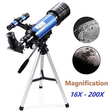 Load image into Gallery viewer, MaxUSee 70mm Refractor Telescope with Tripod &amp; Finder Scope, Portable Telescope for Kids &amp; Astronomy Beginners, Travel Scope with 4 Magnification eyepieces &amp; Phone Adapter
