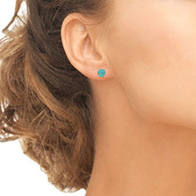 Load image into Gallery viewer, Sterling Silver Simulated Turquoise Round 6mm Prong-set Stud Earrings
