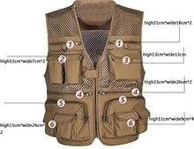 Load image into Gallery viewer, Zhusheng Men's Mesh 16 Pockets Photography Fishing Travel Outdoor Quick Dry Vest Breathable Waistcoat Jackets (Small, Light Khaki)
