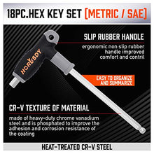 Load image into Gallery viewer, HORUSDY 18-Piece T-Handle allen wrench set, Inch/Metric Long Arm Ball End Hex Key Wrench Set, MM(1.5mm-10mm) SAE(1/16"-3/8")
