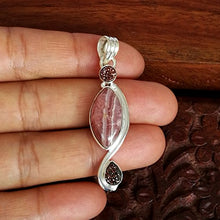 Load image into Gallery viewer, CZgem Rhodochrosite Pendant, 925 Sterling Silver Nature Handmade Boho Shape, 2"
