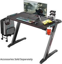 Load image into Gallery viewer, Gaming Desk, 44.5" Z Shaped Office PC Computer Gaming Desk Gamer Tables Pro with LED Lights Controller Stand Cup Holder Headphone Hook Free Mousepad for Men Boyfriend Female Gift
