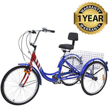 Load image into Gallery viewer, Slsy Adult Tricycles 7 Speed, Adult Trikes 20/24 / 26 inch 3 Wheel Bikes, Three-Wheeled Bicycles Cruise Trike with Shopping Basket for Seniors, Women, Men.
