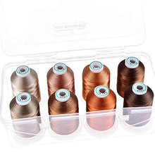 Load image into Gallery viewer, New brothread - 15 Options - 8 Snap Spools of 1000m Each Polyester Embroidery Machine Thread with Clear Plastic Storage Box for Embroidery &amp; Quilting - Different Brown

