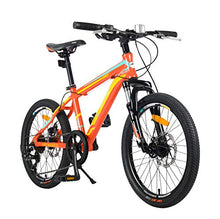 Load image into Gallery viewer, YEOGNED 20 inch Girls/Boys Aluminum Frame Mountain Bike with Disc Brake,Orange/Yellow Bike with Kickstand for Kids,Age 8-14(Orange/Aluminum)
