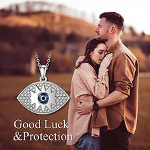 Load image into Gallery viewer, YAFEINI Evil Eye Necklace Sterling Silver Blue Eye Lucky Amulet Pendant White Gold Plated Cubic Zirconia Evil Eye Jewelry Gift for Women

