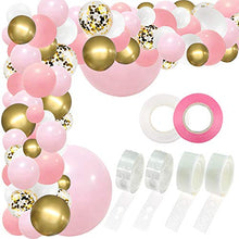 Load image into Gallery viewer, RUBFAC Pink Balloon Arch Garland Kit, 192 Pcs Pink White Gold and Gold Confetti Balloons for Birthday Party, Shower, Wedding Background Decorations
