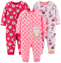 Load image into Gallery viewer, Simple Joys by Carter's Baby 3-Pack Loose Fit Flame Resistant Fleece Footless Pajamas, Superhero/Donut/owl, 18 Months
