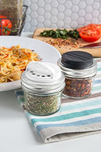 Load image into Gallery viewer, Jarware Spice Lids for Regular Mouth Mason Jars, Set of 2, Black and White
