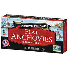Load image into Gallery viewer, Crown Prince Flat Anchovies in Olive Oil, 2-Ounce Cans (Pack of 12)
