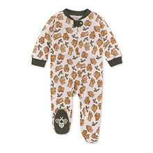 Load image into Gallery viewer, Burt's Bees Baby Baby Girls' Sleep and Play PJs, 100% Organic Cotton One-Piece Pajamas Zip Front Loose Fit Romper Jumpsuit, Gingerbread Village, 9 Months
