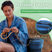 Load image into Gallery viewer, BeCraftee Crochet Bag - Large Craft Organizer to Store Crocheting &amp; Knitting Supplies - Portable Yarn Storage with 7 Pockets for Tools, Shoulder Strap and Handle - Blue
