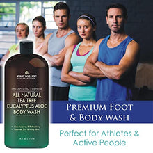 Load image into Gallery viewer, ALL Natural Tea Tree Body Wash - Fights Body Odor, Athlete’s Foot, Jock Itch, Nail Issues, Dandruff, Acne, Eczema, Shower Gel for Women &amp; Men, Eucalyptus Aloe Skin Cleanser/body soap-16 fl oz
