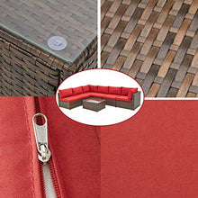 Load image into Gallery viewer, U-MAX 7 Pieces Patio Furniture Set, Brown Wicker Rattan Patio Conversation Sets, All-Weather Outdoor Combination Sofa with Glass Table and Cushion (Red)
