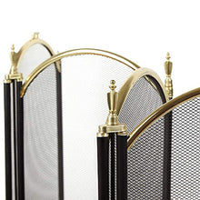 Load image into Gallery viewer, Amagabeli Large Gold Fireplace Screen 4 Panel Ornate Wrought Iron Black Metal Fire Place Standing Gate Decorative Mesh Solid Baby Safe Proof Fence Steel Spark Guard Cover Outdoor Tools Accessories
