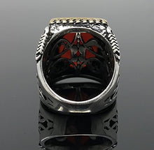 Load image into Gallery viewer, KAR 925K Stamped Sterling Silver Red Agate (Aqeeq) Men's Large Ring I1N (13)
