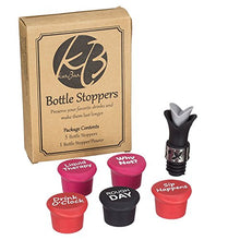 Load image into Gallery viewer, KORBAR – 5 Funny Reusable Silicone Caps Stoppers +1 Pourer, For Wine Bottle - Perfect Gift Accessory
