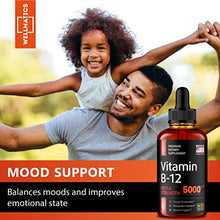 Load image into Gallery viewer, Vitamin B12 Sublingual - Natural B12 Vitamin 5000 mcg - Made in The USA - Methylcobalamin B12 Liquid Supplement - Energy, Mood &amp; Metabolism Increase - Vegan B12 Drops
