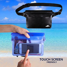 Load image into Gallery viewer, HEETA 2-Pack Waterproof Pouch, Screen Touch Sensitive Waterproof Bag with Adjustable Waist Strap - Keep Your Phone and Valuables Dry - Perfect for Swimming Diving Boating Fishing Beach, Black &amp; Blue
