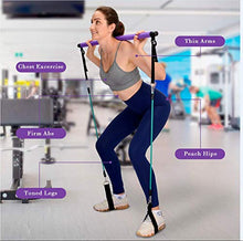 Load image into Gallery viewer, CB Fitness Pilates Stick Bar with Resistance Bands - Set of 3 Exercise Flex Bands &amp; Fit Bar Attachment - Home Gym Equipment for Men &amp; Women - Portable Workout Kit for Body Toning, Yoga &amp; Core Training
