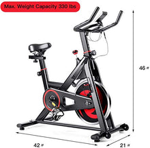 Load image into Gallery viewer, GYMAX Magnetic Exercise Bike, Indoor Stationary Cycling Bike, Noise-free Smooth Exercise Bike with LCD Monitor for Home Gym Cardio Workout (Black &amp; Red)
