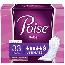 Load image into Gallery viewer, Poise Incontinence Pads, Ultimate Absorbency, Regular Length, 33 Count (Pack of 4) (Packaging May Vary)
